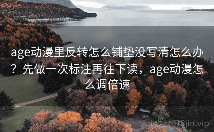 age动漫里反转怎么铺垫没写清怎么办？先做一次标注再往下读，age动漫怎么调倍速